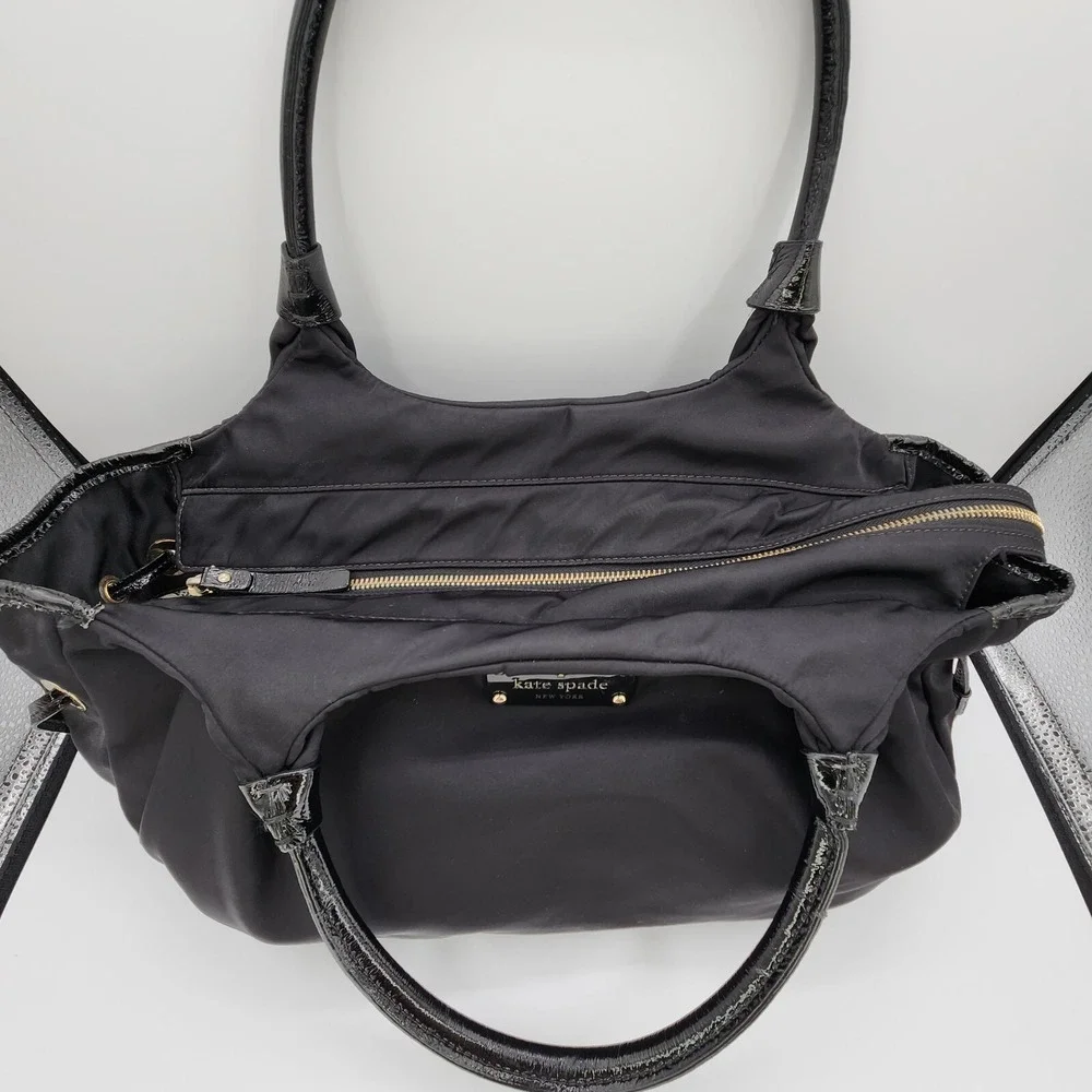 Kate Spade‎ New York STEVIE Classic Black Nylon/Patent Trim Hobo Bag Purse READ